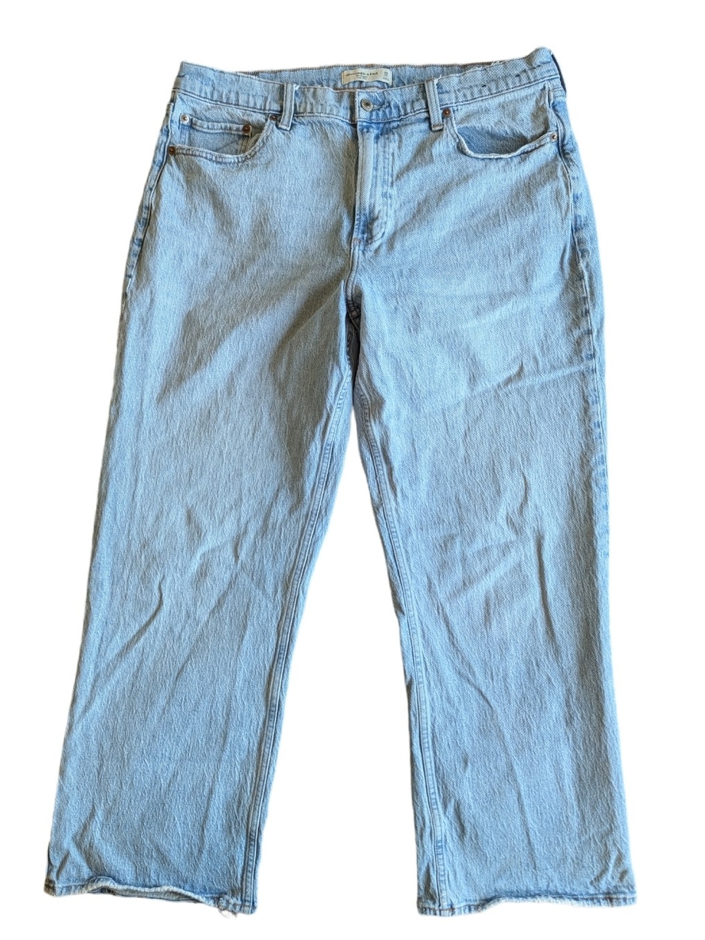 Women's Abercrombie & Fitch Curve Love Baggy Jeans Blue Size 14 US Short